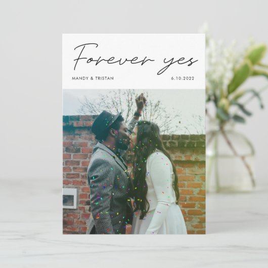 Modern minimalistisch script voor altijd Ja Elopem Aankondiging (Staand voorkant)