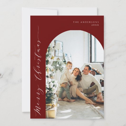 Modern Minimalistisch Script Vrolijk Kerstfeest Fo Feestdagenkaart (Voorkant)