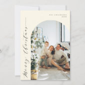 Modern minimalistisch script Vrolijke Kerstfoto Feestdagenkaart (Voorkant)