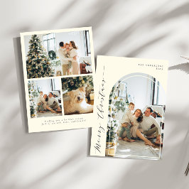 Modern minimalistisch script Vrolijke Kerstfoto Feestdagenkaart