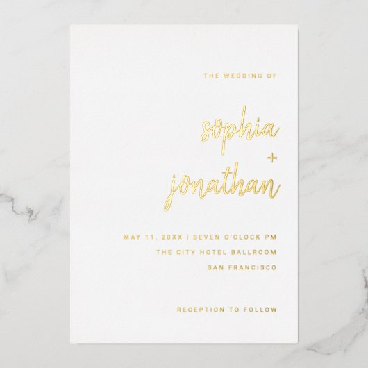 Modern minimalistisch script | Weddengeld Folie Uitnodiging (Voorkant)
