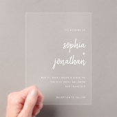 Modern minimalistisch script | Weddenschap Acryl Uitnodigingen (Insitu (Draagbaar))