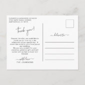 Modern minimalistisch script Weddenschap Foto beda Briefkaart (Achterkant)