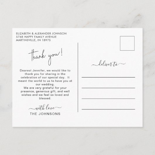 Modern minimalistisch script Weddenschap Foto beda Briefkaart (Achterkant)