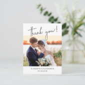 Modern minimalistisch script Weddenschap Foto beda Briefkaart (Staand voorkant)