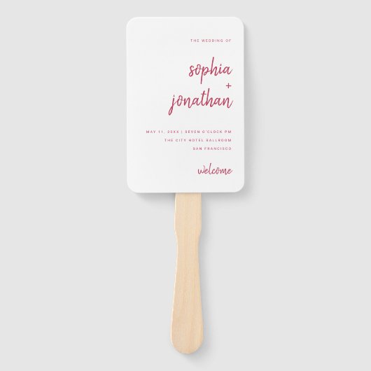 Modern minimalistisch script | Weddenschap Handwaaier (Voorkant)