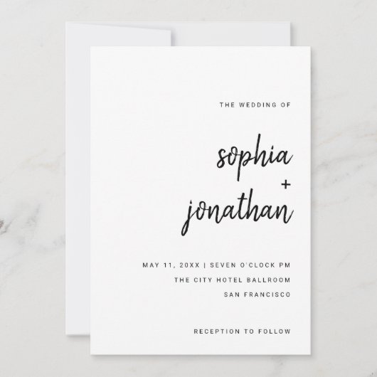 Modern minimalistisch script | Weddenschap Kaart (Voorkant)