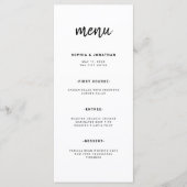 Modern minimalistisch script | Weddenschap Menu (Voorkant)