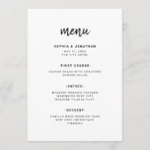 Modern minimalistisch script | Weddenschap Menu (Voorkant)