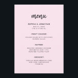 Modern minimalistisch script | Weddenschap Menu<br><div class="desc">Deze elegante,  minimalistische trouwmenukaart is uitgerust met moderne scripttypografie en schone,  sans serif tekst voor een eenvoudig en stijlvol,  lichtroze vormgeving waar u van houdt.</div>