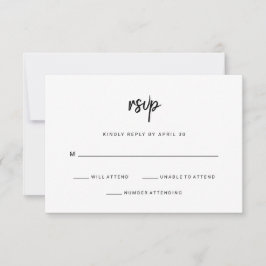 Modern minimalistisch script | Weddenschap RSVP Kaartje