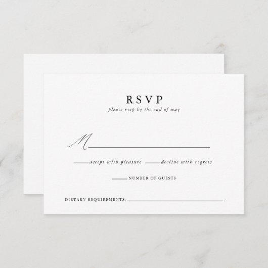 Modern Minimalistisch Script Wedding Response Kaar RSVP Kaartje (Voorkant / Achterkant)