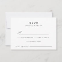 Modern Minimalistisch Script Wedding Response Kaar