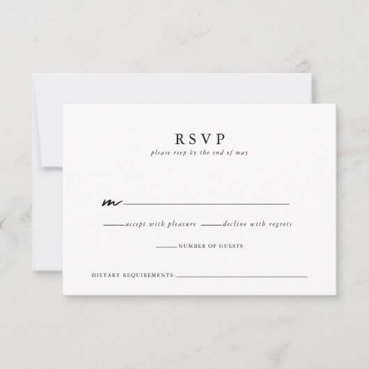 Modern Minimalistisch Script Wedding Response Kaar RSVP Kaartje (Voorkant)