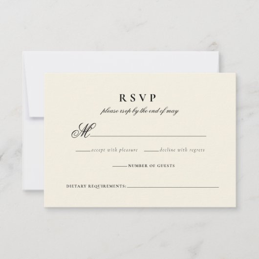 Modern Minimalistisch Script Wedding Response Kaar RSVP Kaartje (Voorkant)