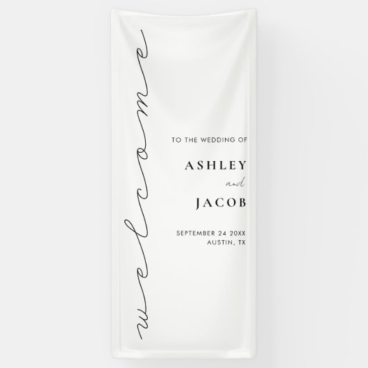 Modern minimalistisch script Welkom bruiloft Spandoek (Verticaal)