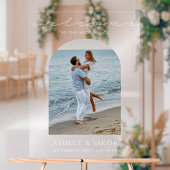 Modern minimalistisch script Welkom foto bruiloft Acryl Bord