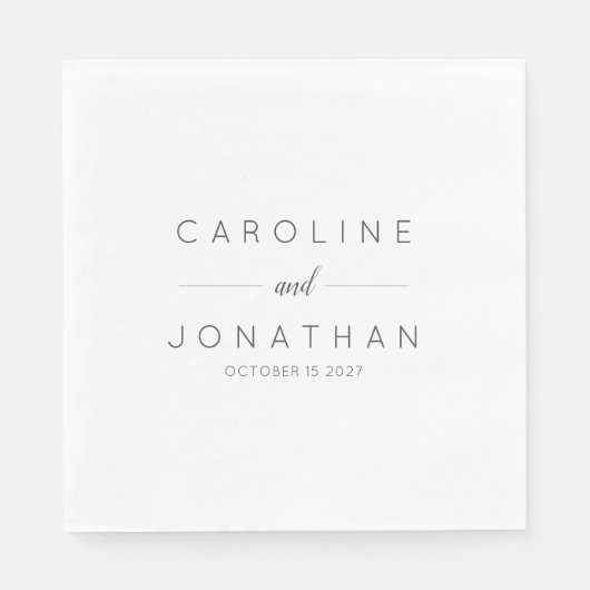 Modern minimalistisch Script White Custom Wedding Servet (Voorkant)