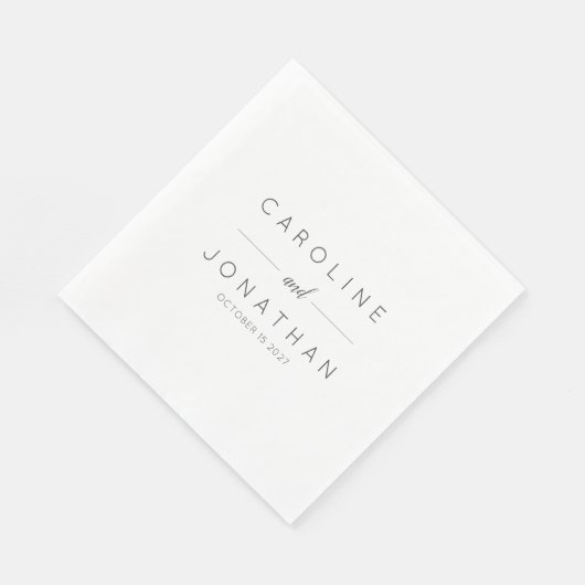 Modern minimalistisch Script White Custom Wedding Servet (Hoek)