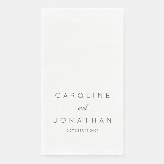 Modern minimalistisch Script White Custom Wedding Servet (Voorkant)