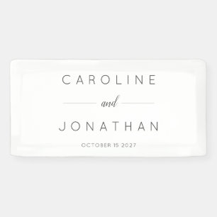 Modern minimalistisch Script White Custom Wedding Spandoek