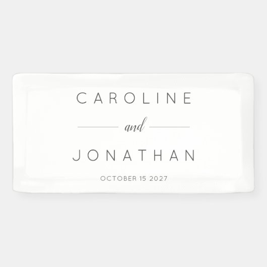Modern minimalistisch Script White Custom Wedding Spandoek (Horizontaal)