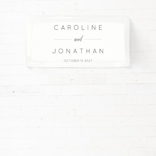 Modern minimalistisch Script White Custom Wedding Spandoek (Insitu)