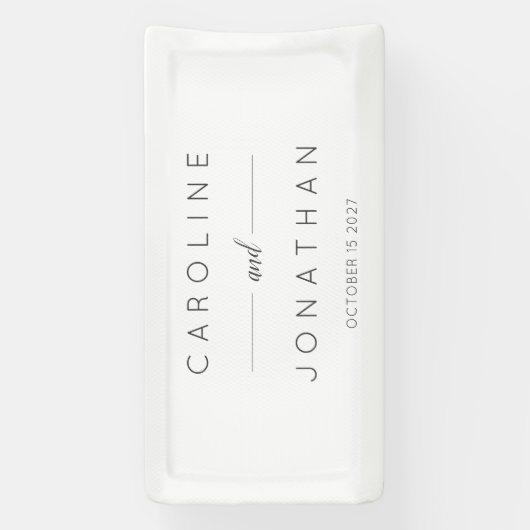 Modern minimalistisch Script White Custom Wedding Spandoek (Verticaal)