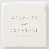 Modern minimalistisch Script White Custom Wedding Stenen Onderzetter (Voorkant)