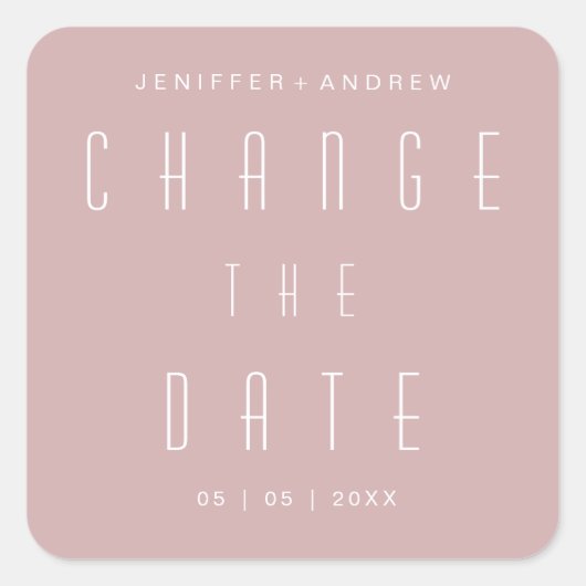 modern minimalistisch script wijzigt de datum vierkante sticker (Voorkant)