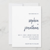 Modern minimalistisch script | Wit- en marineverbi Kaart (Voorkant)