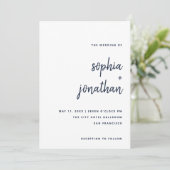 Modern minimalistisch script | Wit- en marineverbi Kaart (Staand voorkant)