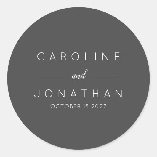 Modern minimalistisch script zwart aangepaste brui ronde sticker (Voorkant)