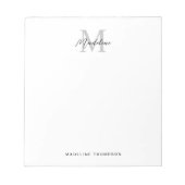Modern minimalistisch script zwart grijs monogram notitieblok (Voorkant)