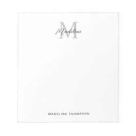 Modern minimalistisch script zwart grijs monogram notitieblok