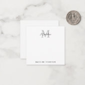 Modern minimalistisch script zwart grijs monogram notitiekaartje (Voorkant / Achterkant in situ)