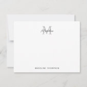 Modern minimalistisch script zwart grijs monogram notitiekaartje (Voorkant)