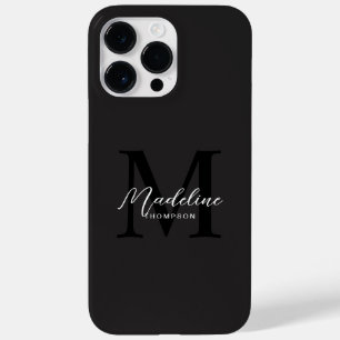 Modern minimalistisch script zwart monogram Case-Mate iPhone 14 pro max hoesje
