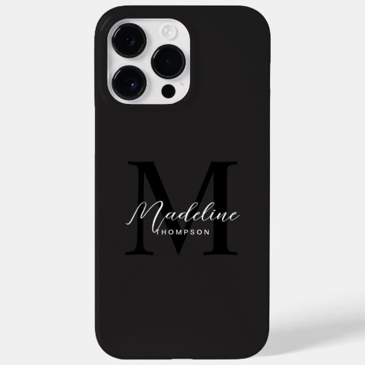 Modern minimalistisch script zwart monogram Case-Mate iPhone case (Achterkant)