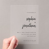 Modern minimalistisch script zwart | Weddenschap Acryl Uitnodigingen (Insitu (Draagbaar))