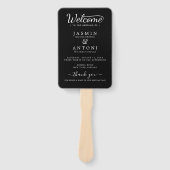 Modern minimalistisch script zwart | Weddenschap Handwaaier (Voorkant)