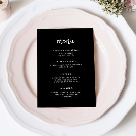 Modern minimalistisch script zwart | Weddenschap Menu
