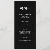 Modern minimalistisch script zwart | Weddenschap Menu (Voorkant)