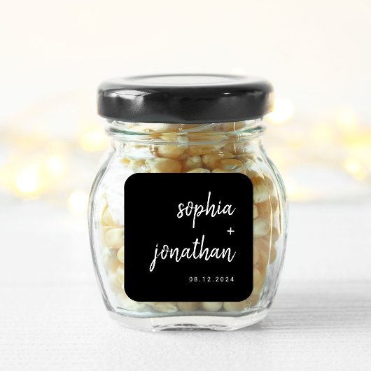 Modern minimalistisch script zwart | Weddenschap Vierkante Sticker