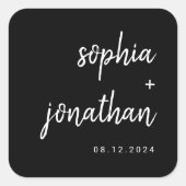 Modern minimalistisch script zwart | Weddenschap Vierkante Sticker (Voorkant)