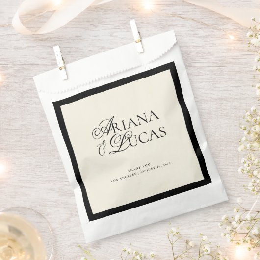 Modern minimalistisch script zwart-wit bruiloft bedankzakje (Geknipt)