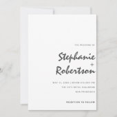 modern minimalistisch script zwart-wit bruiloft kaart (Voorkant)