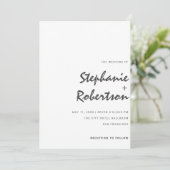 modern minimalistisch script zwart-wit bruiloft kaart (Staand voorkant)