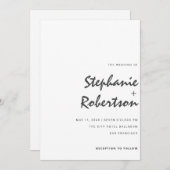 modern minimalistisch script zwart-wit bruiloft kaart (Voorkant / Achterkant)