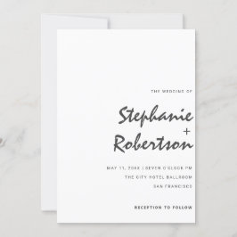 modern minimalistisch script zwart-wit bruiloft kaart